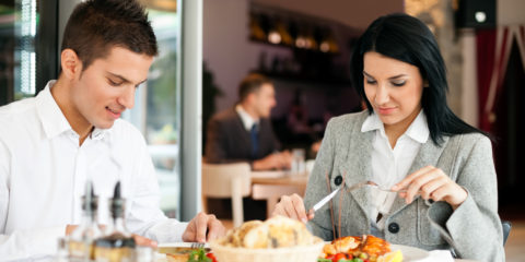 Business couple on lunch